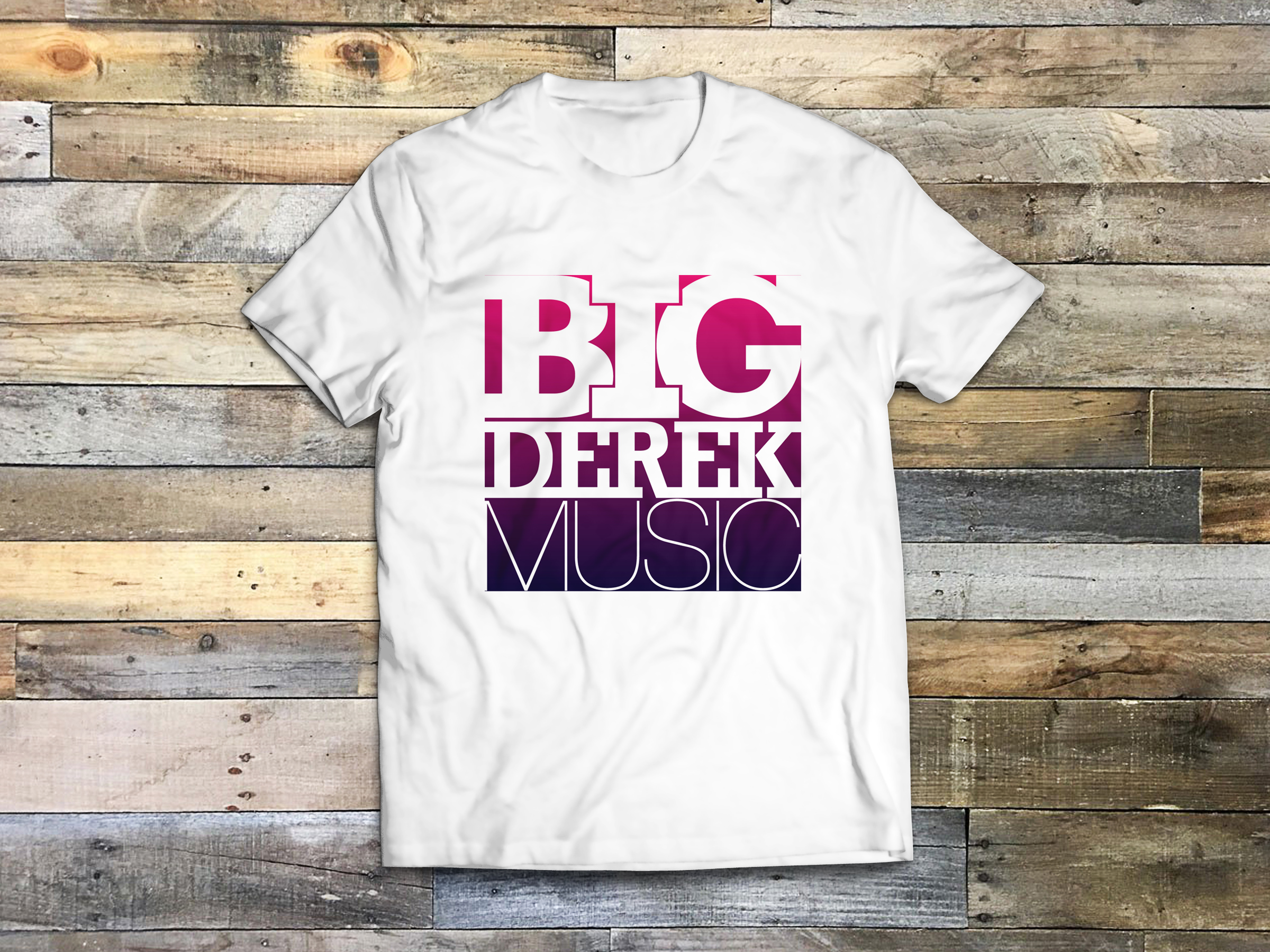 White T-shirt with Big Derek Music Logo
